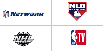 NFL Network, MLB Network, NHL Network, and NBA TV logos